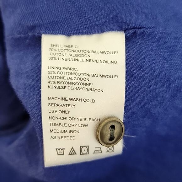 Anthropologie Isabella Sinclair Blue Plaid Linen Blend Sleeveless Shirt Dress M - Picture 11 of 14